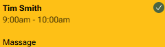 A calendar appointment showing a confirmed indicator after the client replied YES to their reminder