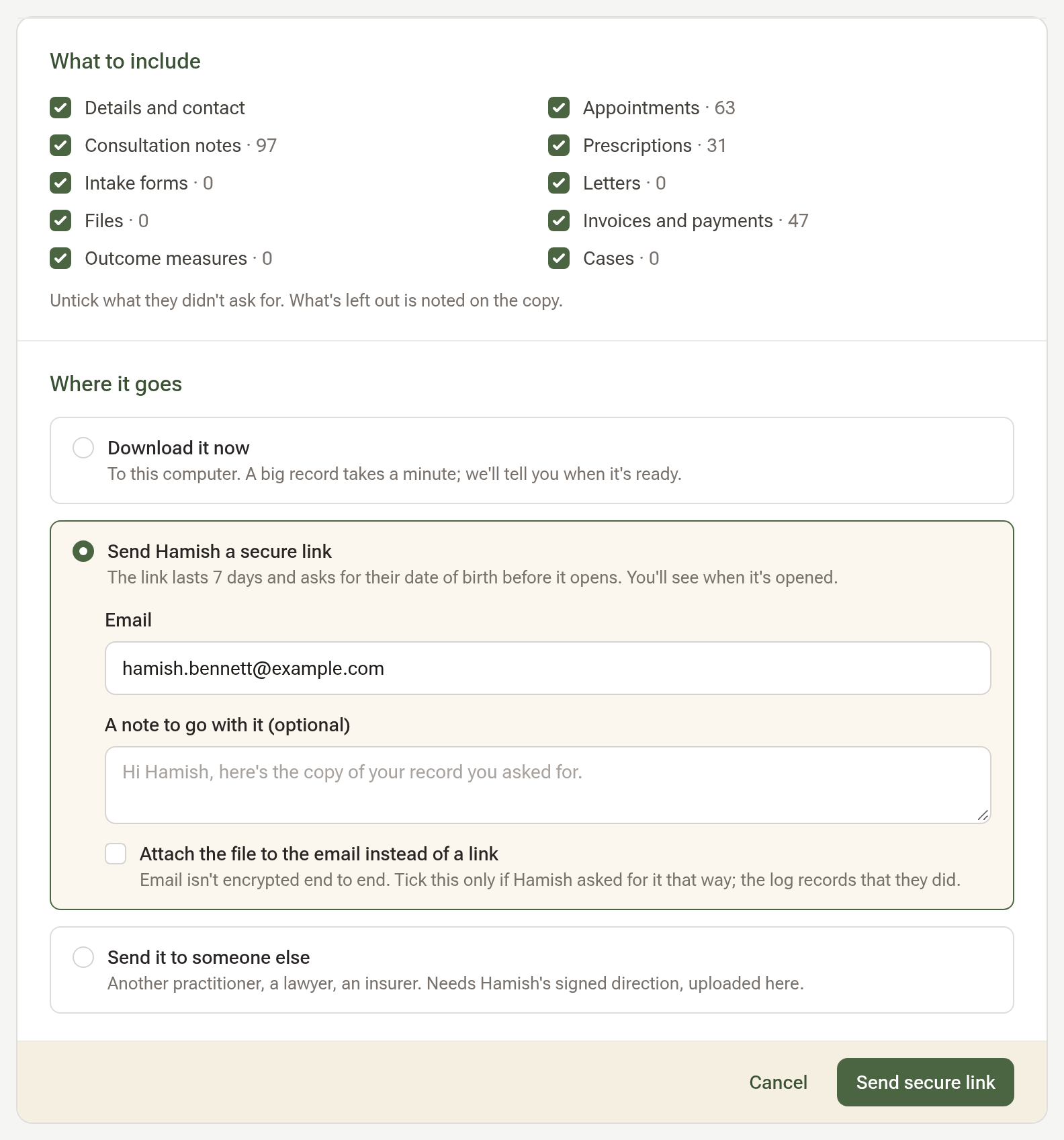The Download or send a copy form: what to include, and the three ways it can go
