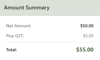 An expense detail view with the GST portion of the total calculated and displayed