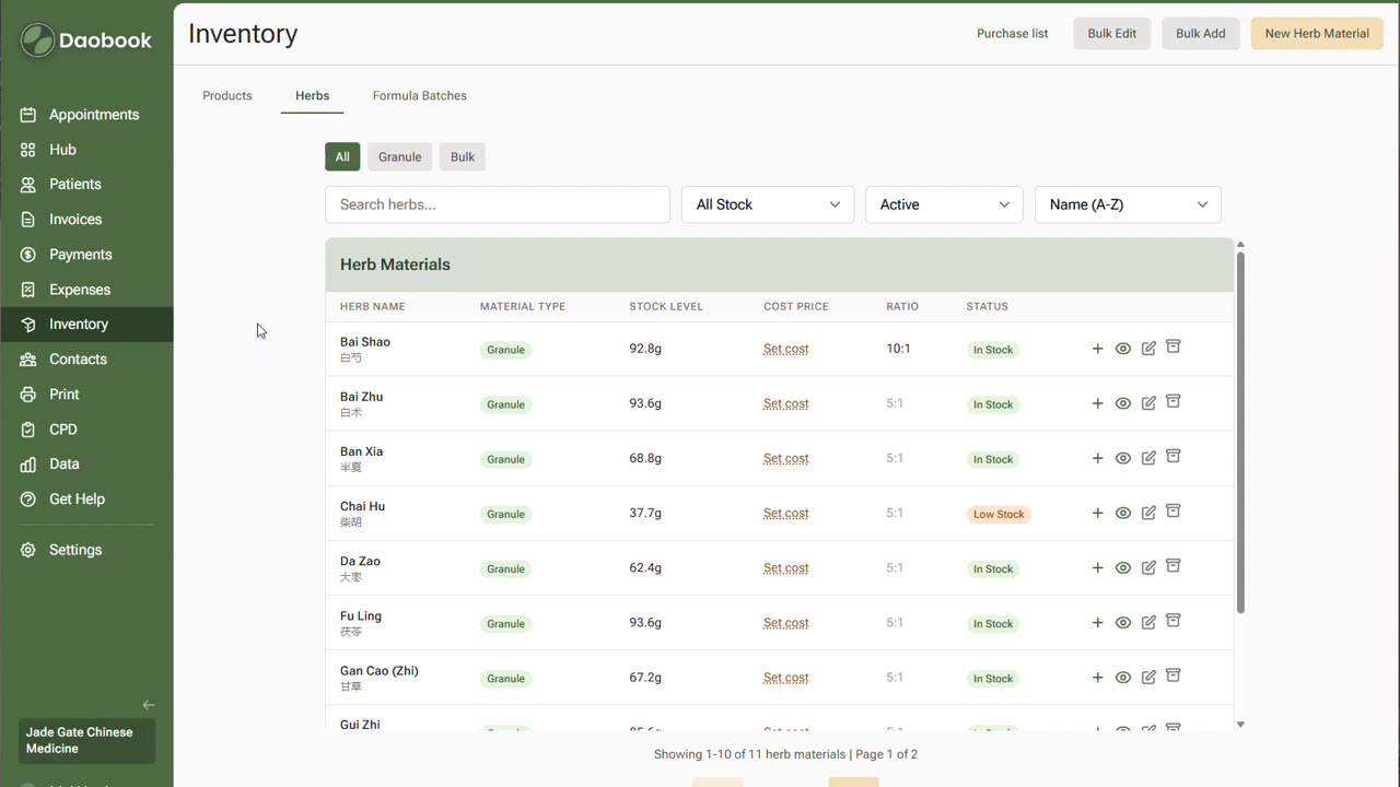 Herb Inventory: Stock, Batches and Expiry